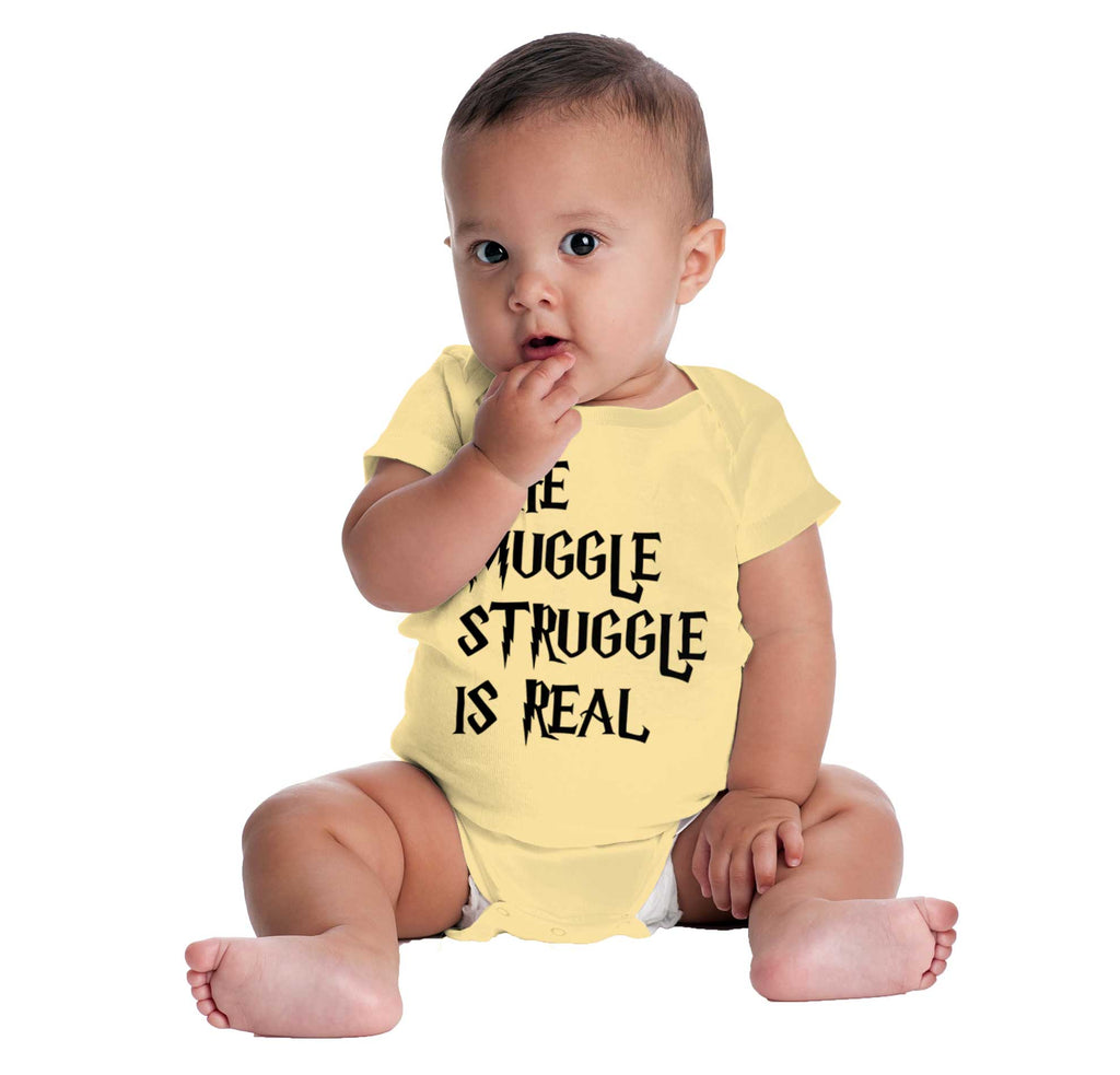 Muggle Struggle Is Real Romper Bodysuit-Direct To Garment Print-Brisco Baby