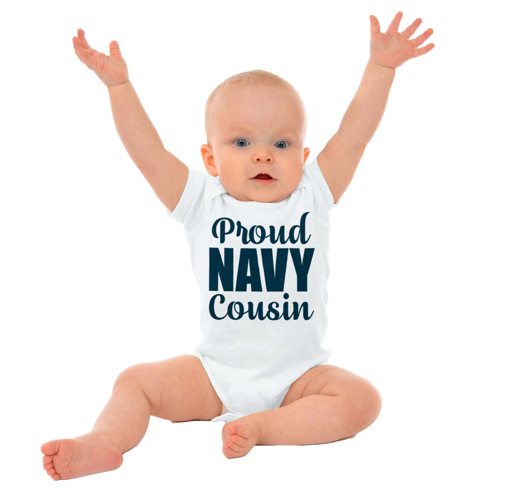 Proud Navy Cousin Romper Bodysuit-Direct To Garment Print-Brisco Baby