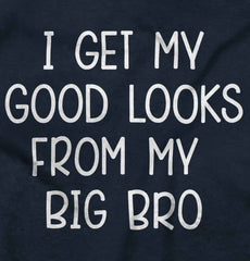 Good Looks From My Big Bro Romper Bodysuit-Direct To Garment Print-Brisco Baby