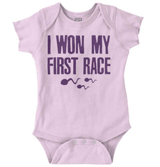 Won The Race Romper Bodysuit-Direct To Garment Print-Brisco Baby