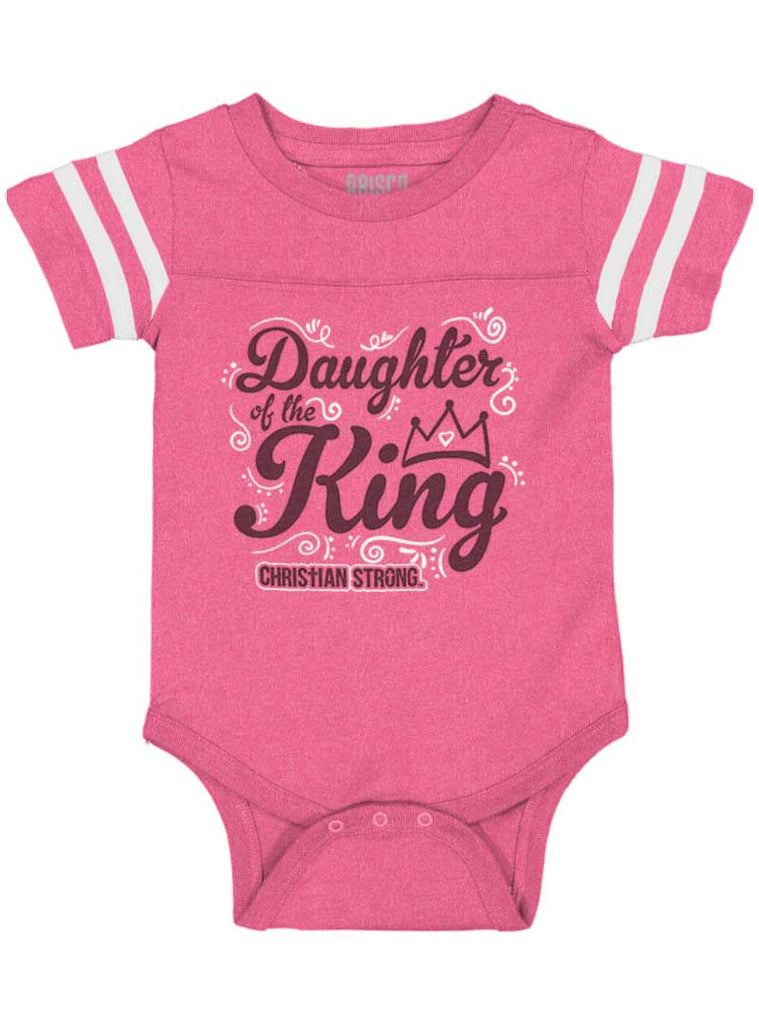 Daughter Of The King Football Romper Bodysuit-Direct To Garment Print-Brisco Baby