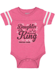 Daughter Of The King Football Romper Bodysuit-Direct To Garment Print-Brisco Baby