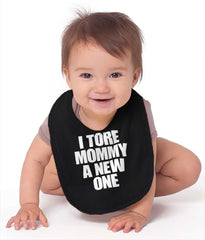 Tore Mommy A New One Infant Baby Bib-Direct To Garment Print-Brisco Baby