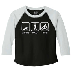 Crawl Walk Bike Toddler Baseball-Direct To Garment Print-Brisco Baby
