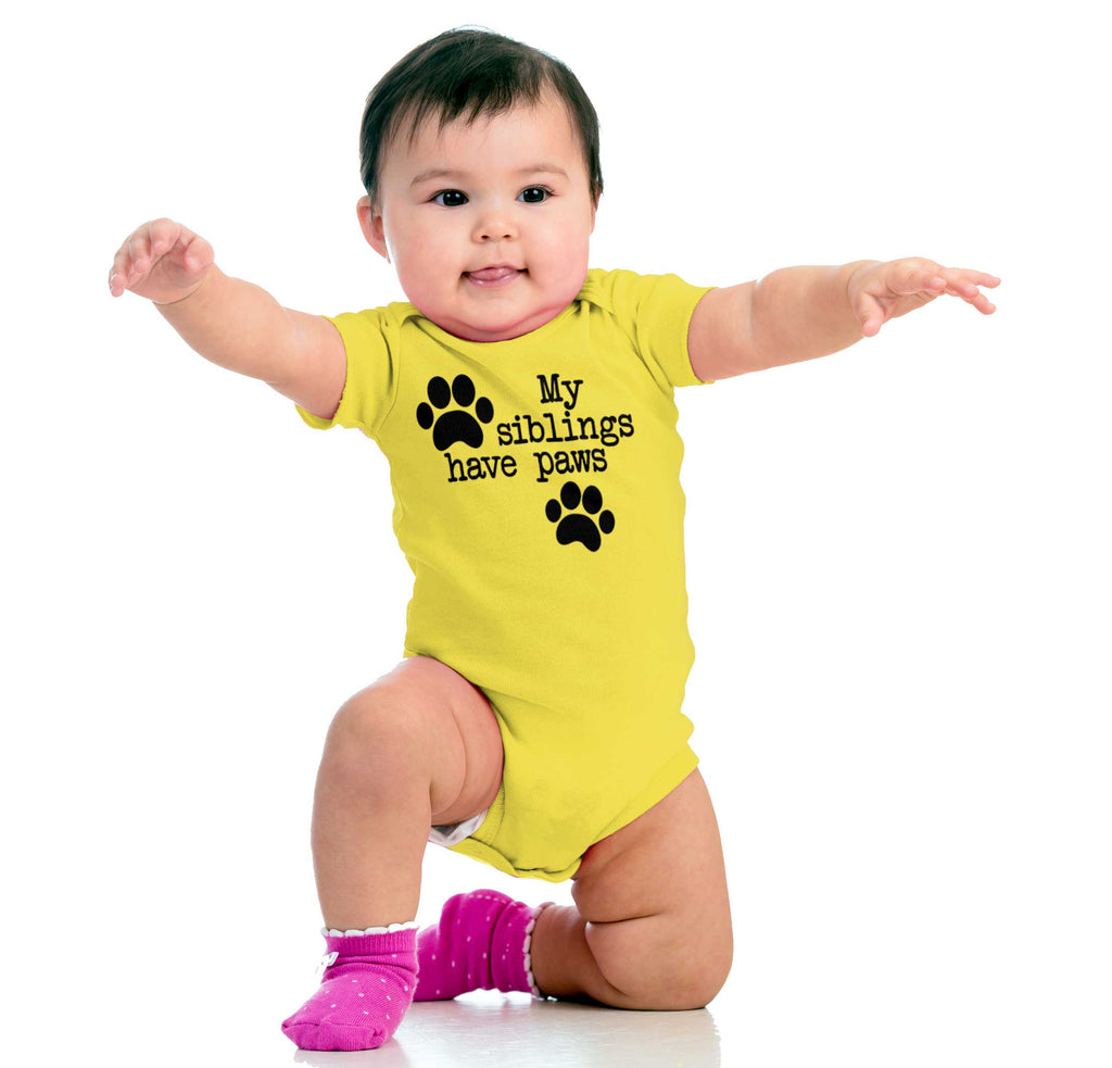 Siblings have paws Romper Bodysuit-Direct To Garment Print-Brisco Baby