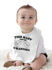 Baby Loves Grandma Infant Baby Bib-Direct To Garment Print-Brisco Baby
