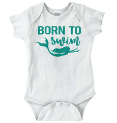 Born To Swim Romper Bodysuit-Direct To Garment Print-Brisco Baby