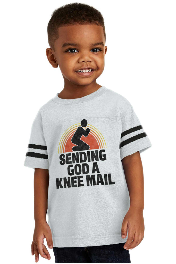 Sending God A Knee Mail Toddler Football Jersey Tee-Direct To Garment Print-Brisco Baby