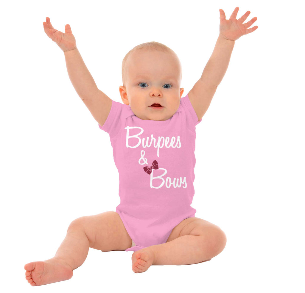 Burpees and Bows Romper Bodysuit-Direct To Garment Print-Brisco Baby