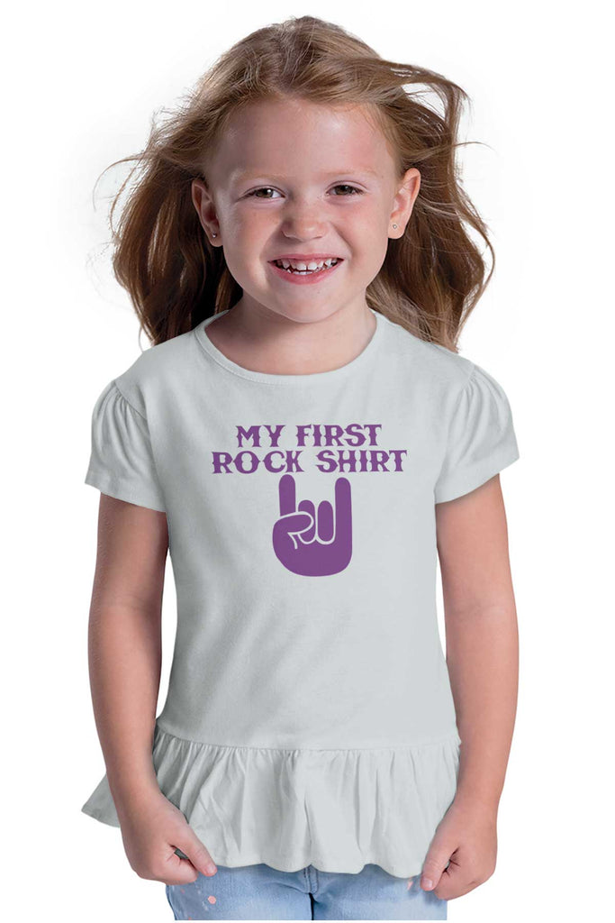 Rock Shirt Toddler Ruffle Bottom Tee-Direct To Garment Print-Brisco Baby