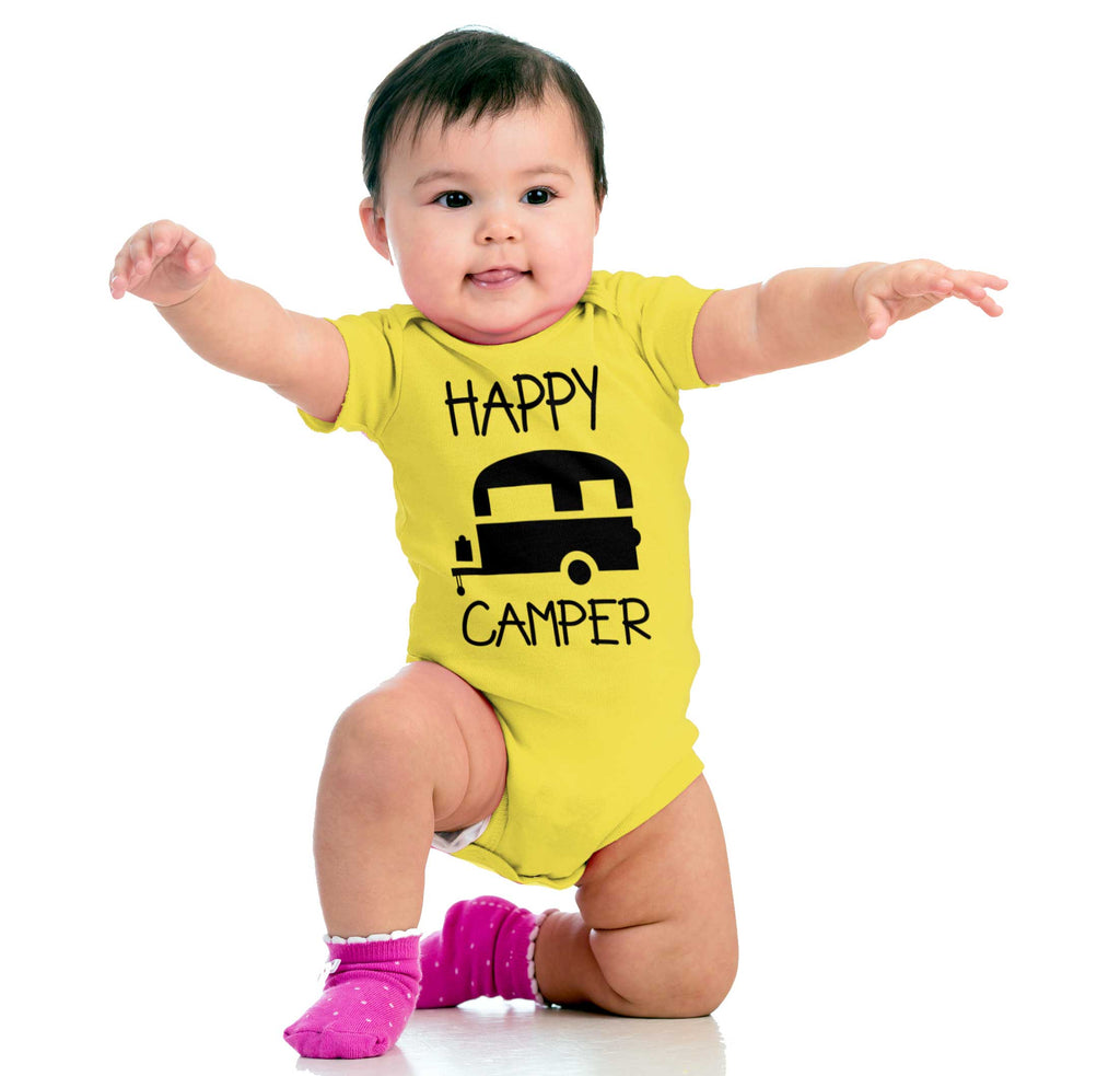 Happy Camper Romper Bodysuit-Direct To Garment Print-Brisco Baby