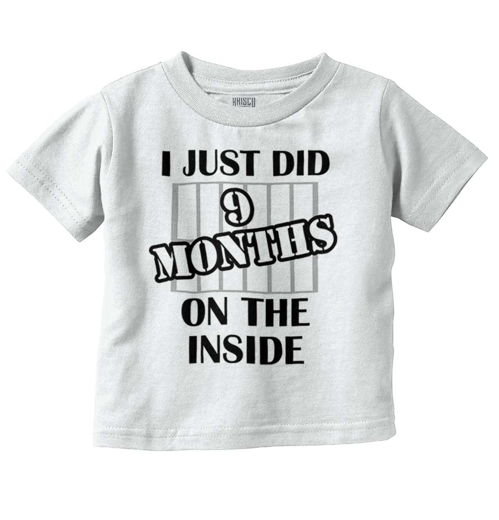 9 Months On The Inside Infant Toddler T Shirt-Direct To Garment Print-Brisco Baby