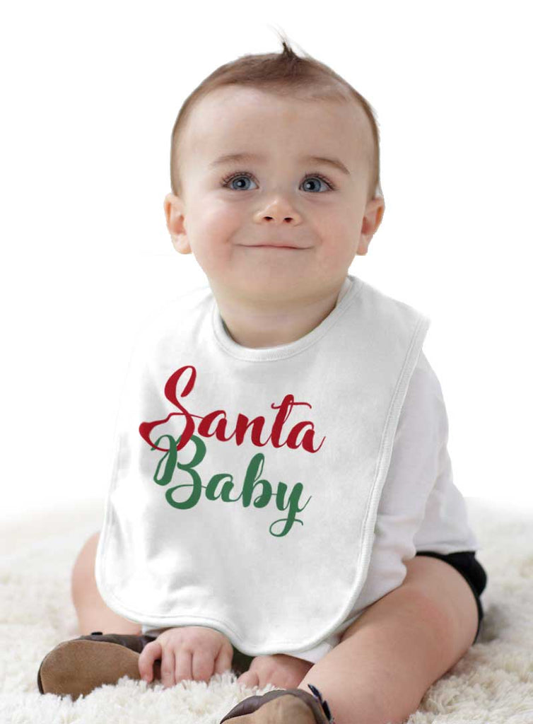 Santa Baby Infant Baby Bib-Direct To Garment Print-Brisco Baby