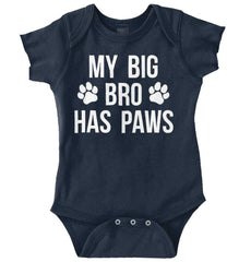 My Big Bro Has Paws Romper Bodysuit-Direct To Garment Print-Brisco Baby