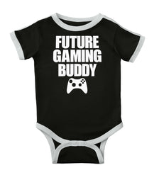 Future Gaming Buddy Ringer Romper Bodysuit-Direct To Garment Print-Brisco Baby