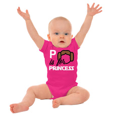 P Is For Princess Leia Romper Bodysuit-Direct To Garment Print-Brisco Baby