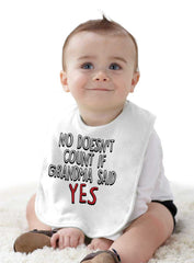 No Doesn’t Count Grandma Infant Baby Bib-Direct To Garment Print-Brisco Baby