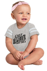 Cast Spells Not Dice Dungeons Football Romper Bodysuit-Direct To Garment Print-Brisco Baby
