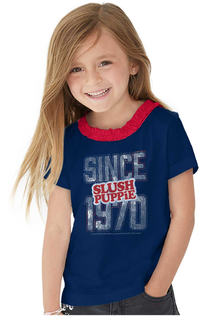 Since 1970 Toddler Ruffled Trim T-Shirt-Direct To Garment Print-Brisco Baby