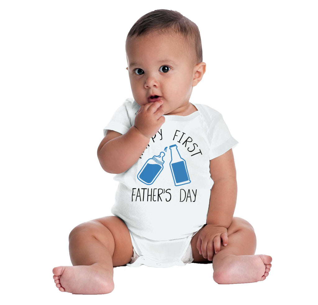 First Father's Day Romper Bodysuit-Direct To Garment Print-Brisco Baby