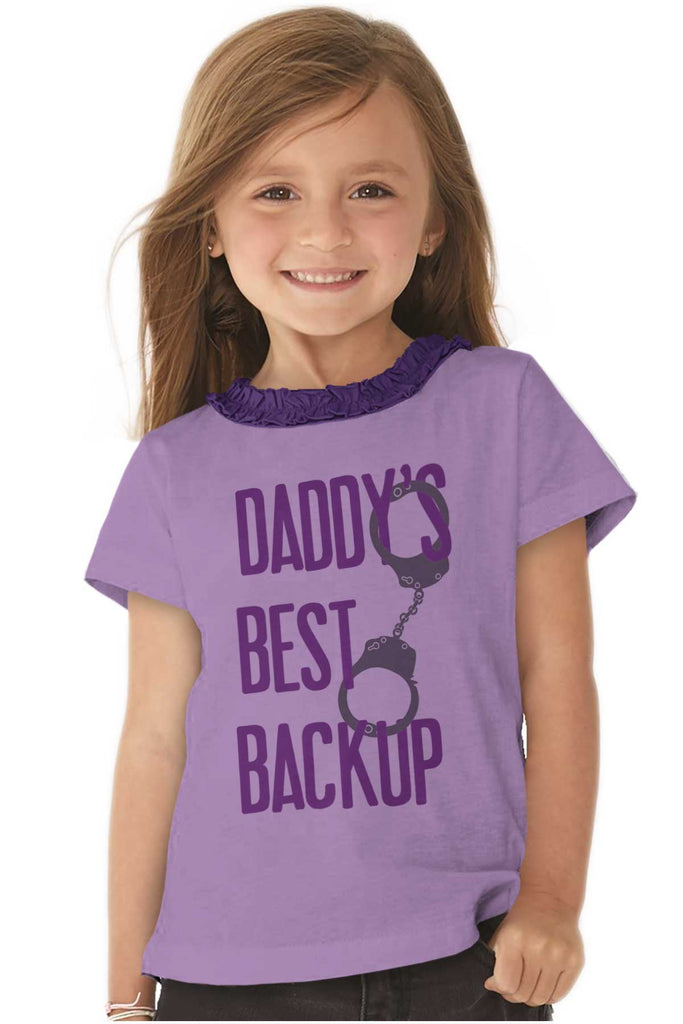 Daddy's Best Backup Toddler Ruffled Trim T-Shirt-Direct To Garment Print-Brisco Baby