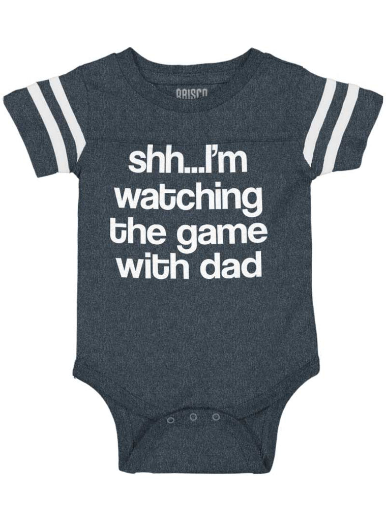 Watching the Game Football Romper Bodysuit-Direct To Garment Print-Brisco Baby