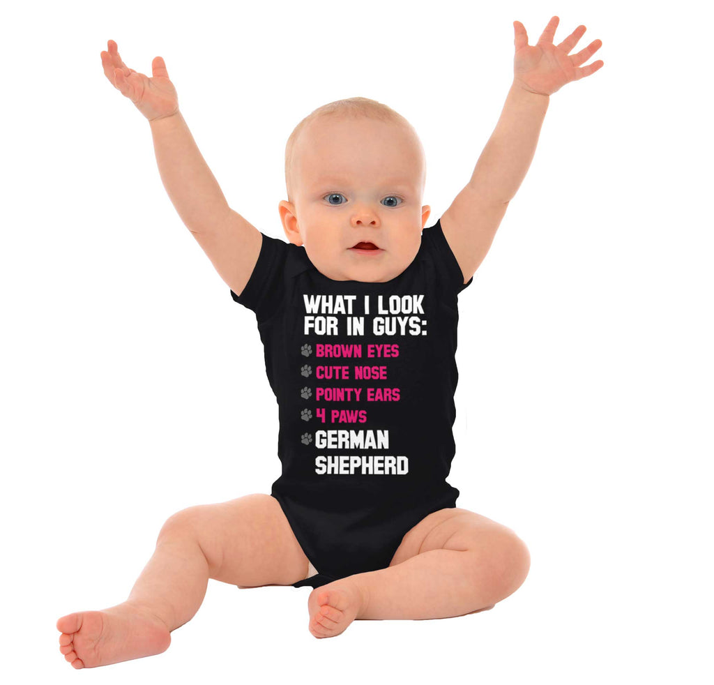 German Shepherd List Romper Bodysuit-Direct To Garment Print-Brisco Baby