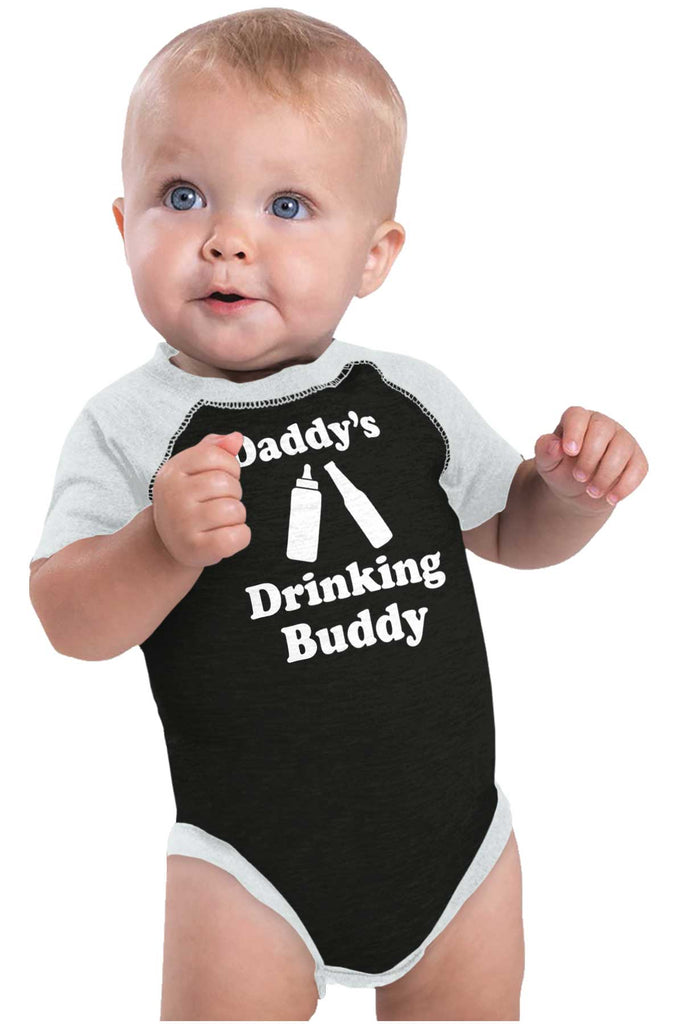 Drinking Buddy Raglan Romper Bodysuit-Direct To Garment Print-Brisco Baby