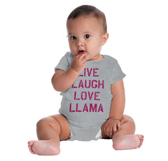Live Laugh Llama Romper Bodysuit-Direct To Garment Print-Brisco Baby