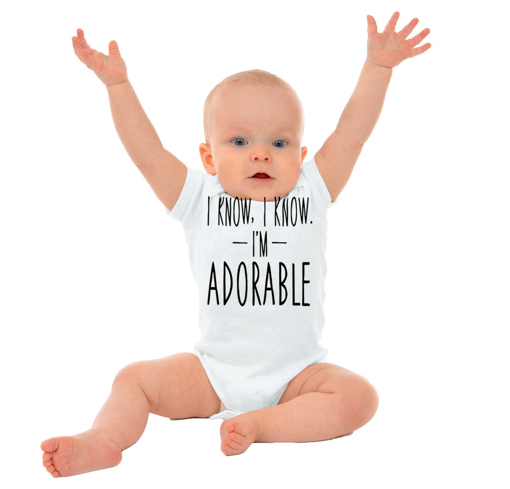 I Know I'm Adorable Romper Bodysuit-Direct To Garment Print-Brisco Baby