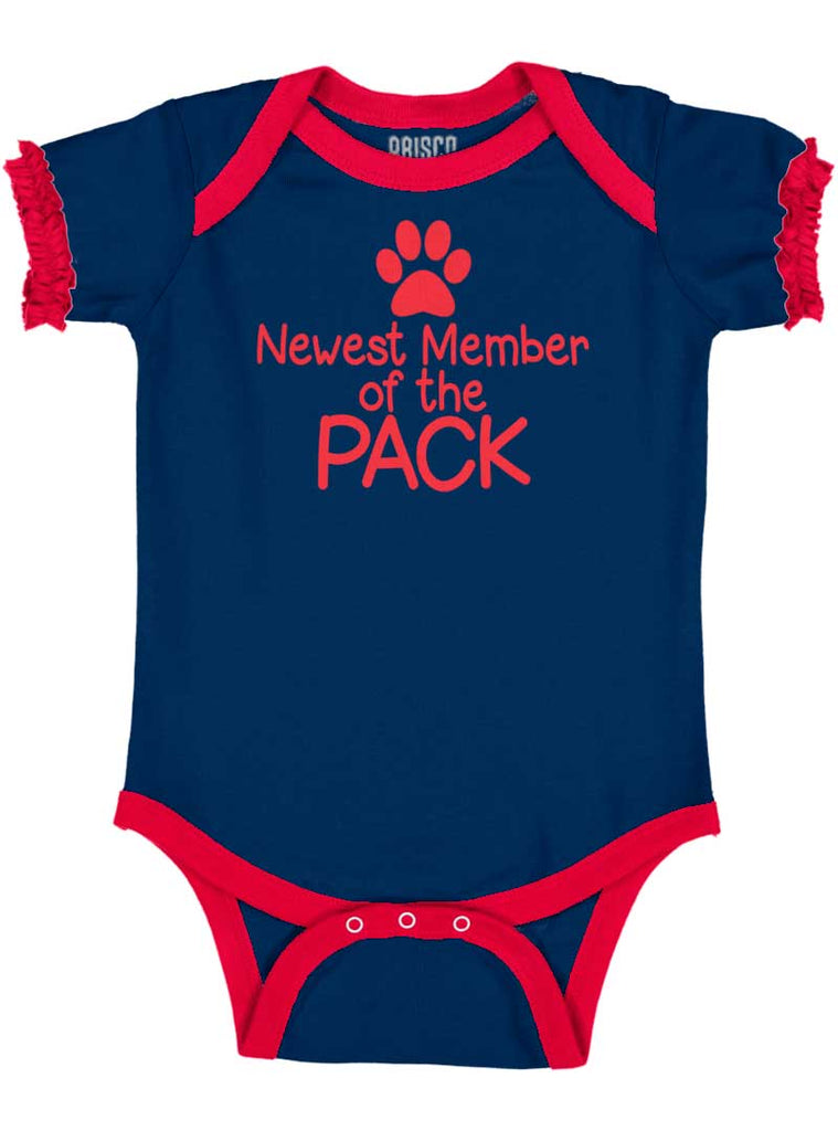 Member of the Pack Baby Ruffled Trim Romper-Direct To Garment Print-Brisco Baby