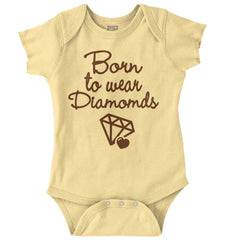 Born To Wear Diamond Romper Bodysuit-Direct To Garment Print-Brisco Baby