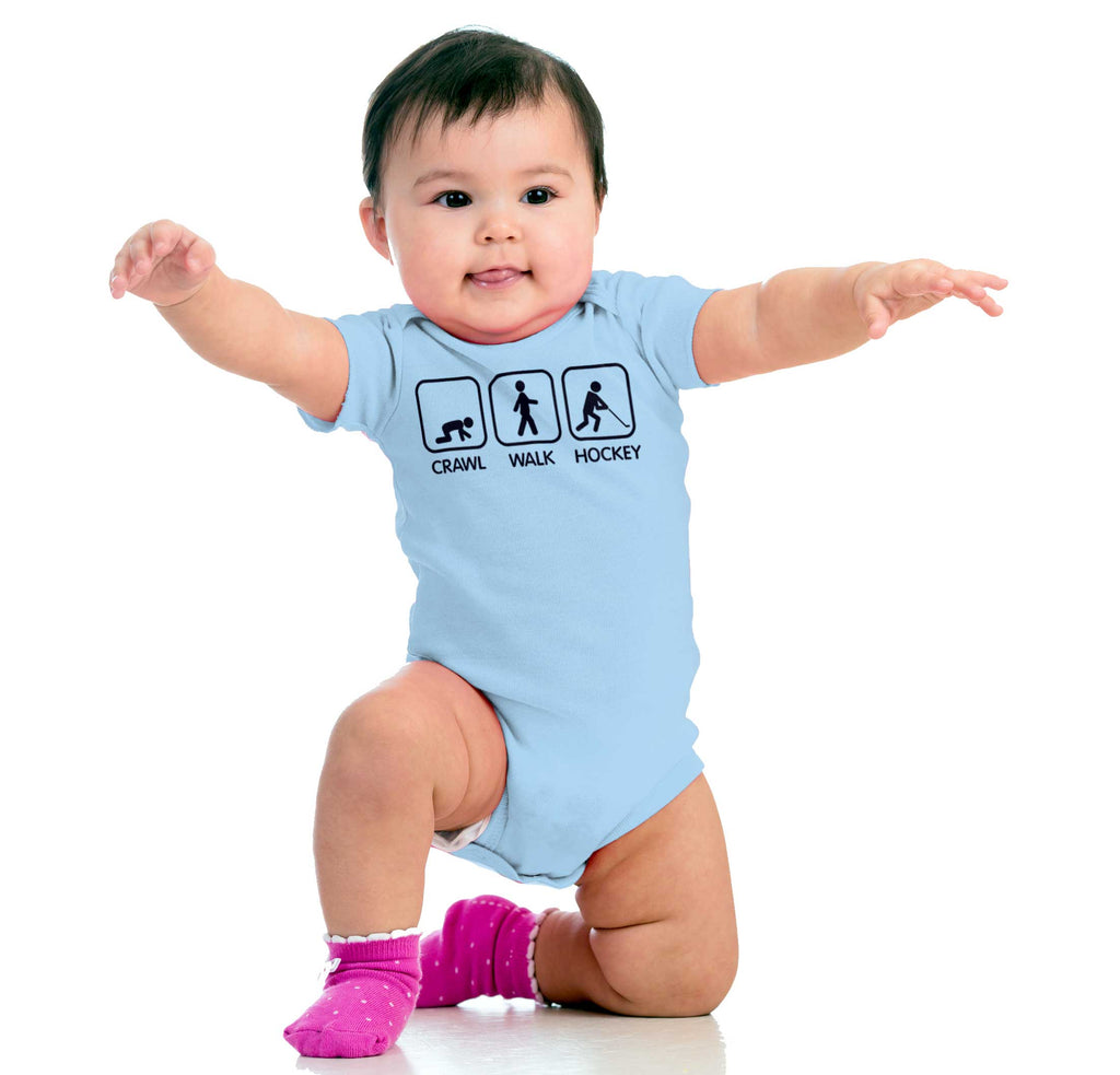 Crawl Walk Hockey Romper Bodysuit-Direct To Garment Print-Brisco Baby