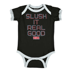 Slush It Real Good Baby Ruffled Trim Romper-Direct To Garment Print-Brisco Baby