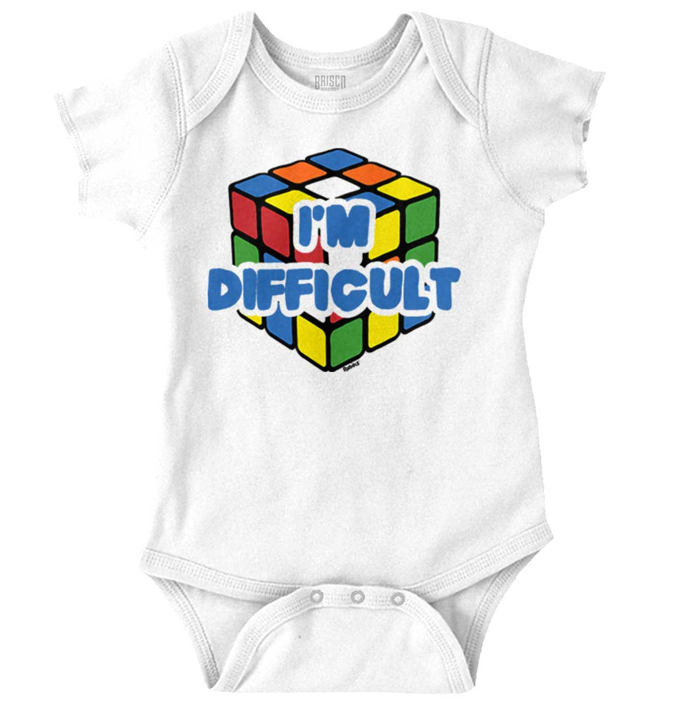 Difficult Rubik's Romper Bodysuit-Direct To Garment Print-Brisco Baby