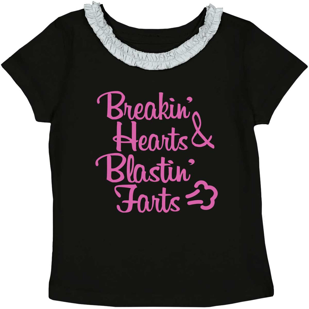 Blastin Farts Toddler Ruffled Trim T-Shirt-Direct To Garment Print-Brisco Baby