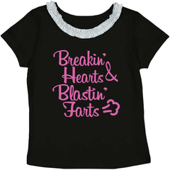 Blastin Farts Toddler Ruffled Trim T-Shirt-Direct To Garment Print-Brisco Baby