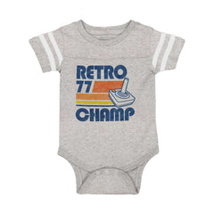 Retro 77 Champ Gamer Dragons Football Romper Bodysuit-Direct To Garment Print-Brisco Baby
