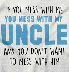 Mess With My Uncle Toddler Football Jersey Tee-Direct To Garment Print-Brisco Baby