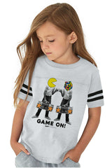Pac-Man Rubiks Game On Toddler Football Jersey Tee-Direct To Garment Print-Brisco Baby