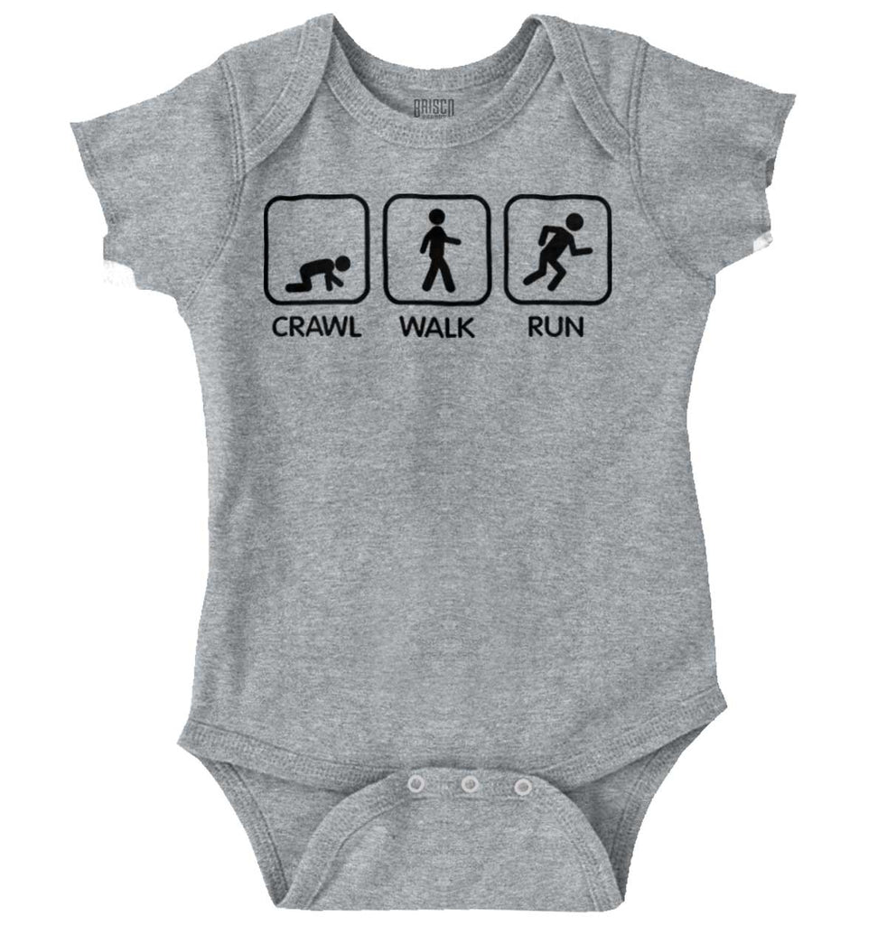 Crawl Walk Run Romper Bodysuit-Direct To Garment Print-Brisco Baby