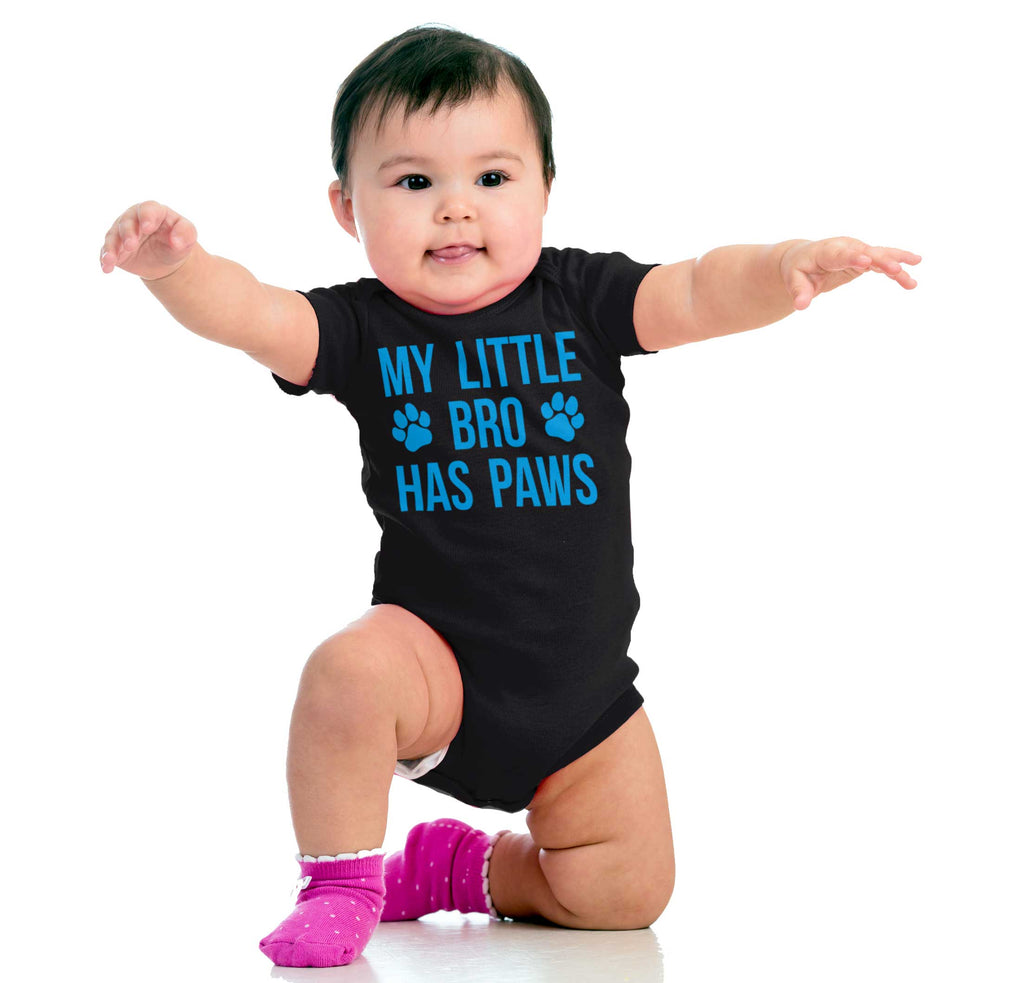 My Little Bro Has Paws Romper Bodysuit-Direct To Garment Print-Brisco Baby