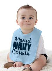 Proud Navy Cousin Infant Baby Bib-Direct To Garment Print-Brisco Baby