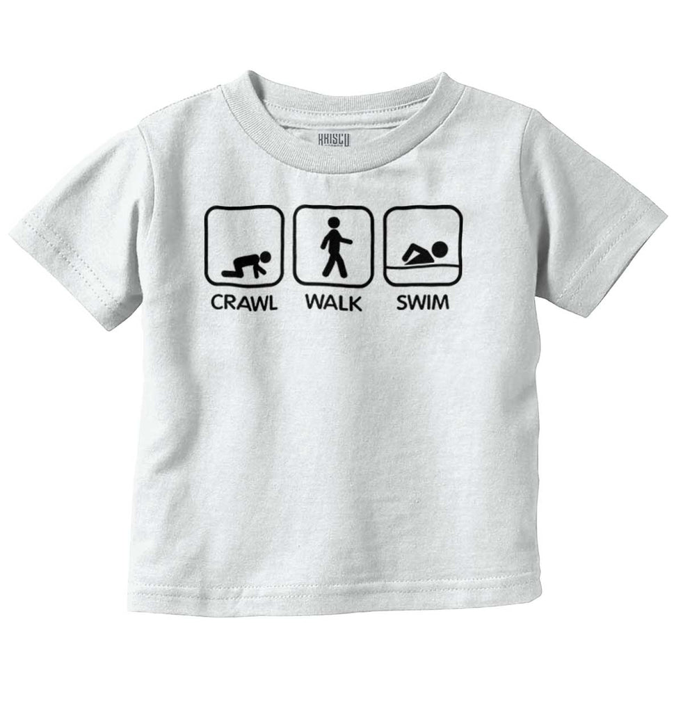 Crawl Walk Swim Infant Toddler T Shirt-Direct To Garment Print-Brisco Baby