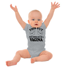 Popped Out of Vagina Romper Bodysuit-Direct To Garment Print-Brisco Baby