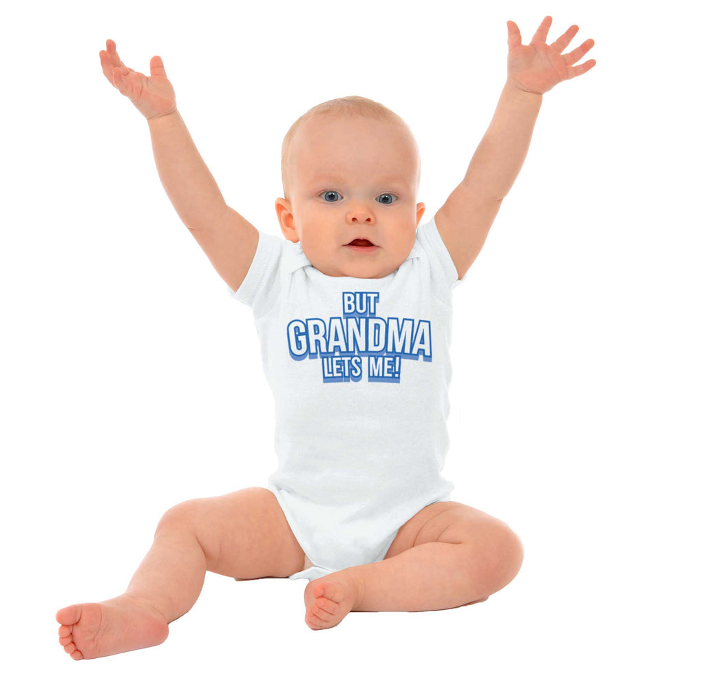 But Grandma Lets Me Romper Bodysuit-Direct To Garment Print-Brisco Baby