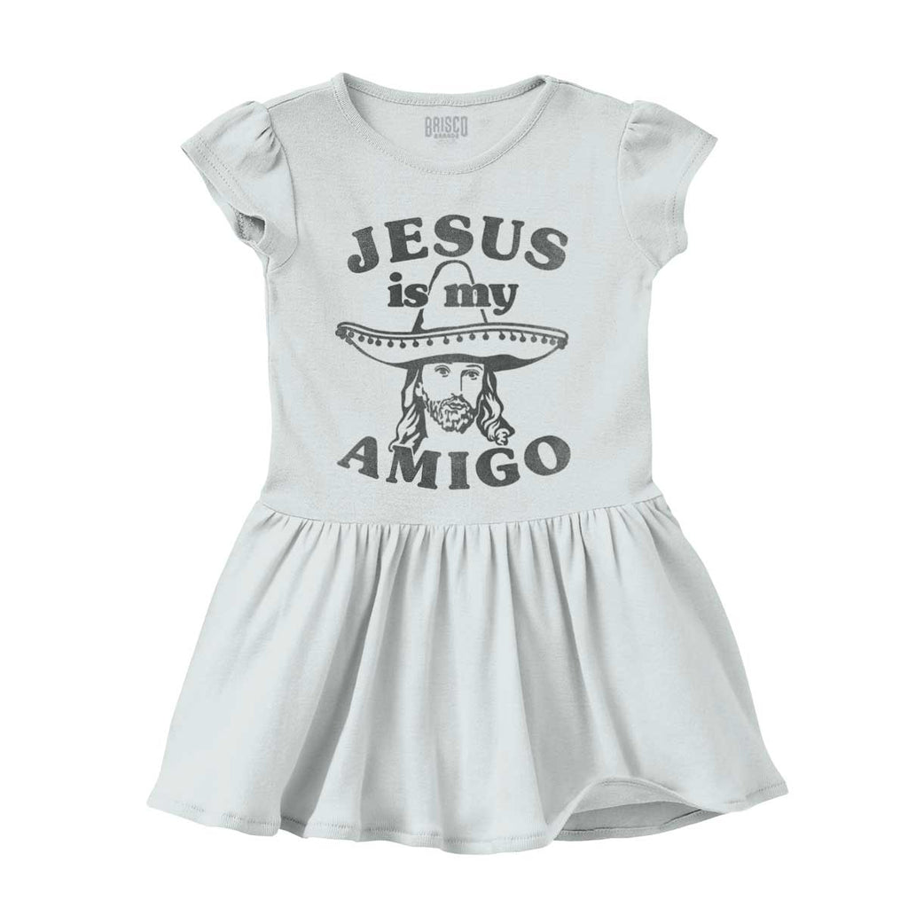 Amigo Jesus Solid Baby Infant Dress-Direct To Garment Print-Brisco Baby