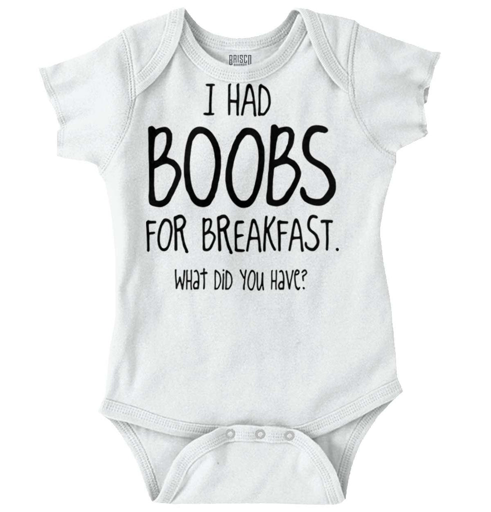 Boobs for Breakfast Romper Bodysuit-Direct To Garment Print-Brisco Baby