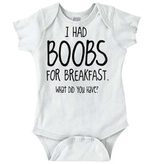 Boobs for Breakfast Romper Bodysuit-Direct To Garment Print-Brisco Baby