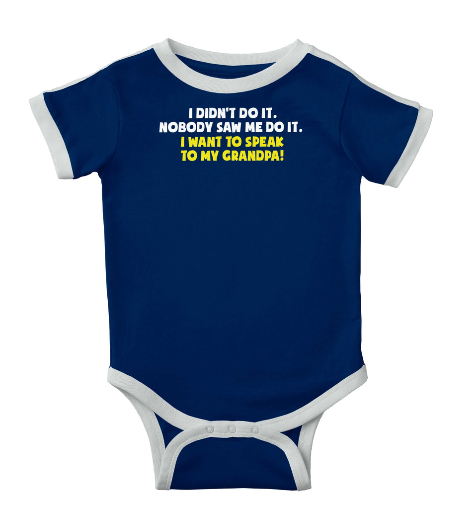I Didn't Do It Ringer Romper Bodysuit-Direct To Garment Print-Brisco Baby